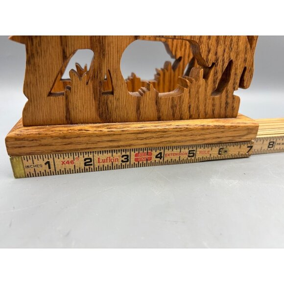 Handcrafted Oak Wooden Cow Horse Napkin Holder - Picture 7 of 7